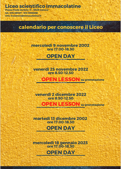 open day e open lessons liceo